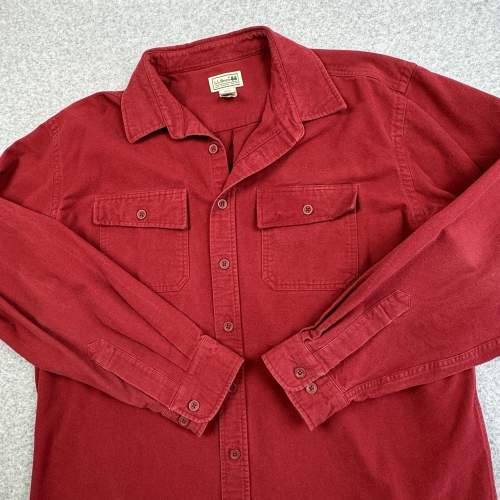 Vintage LL Bean Heavy Weight Shirt Men's‎ XLT Red Chamois Double Pockets Y2K